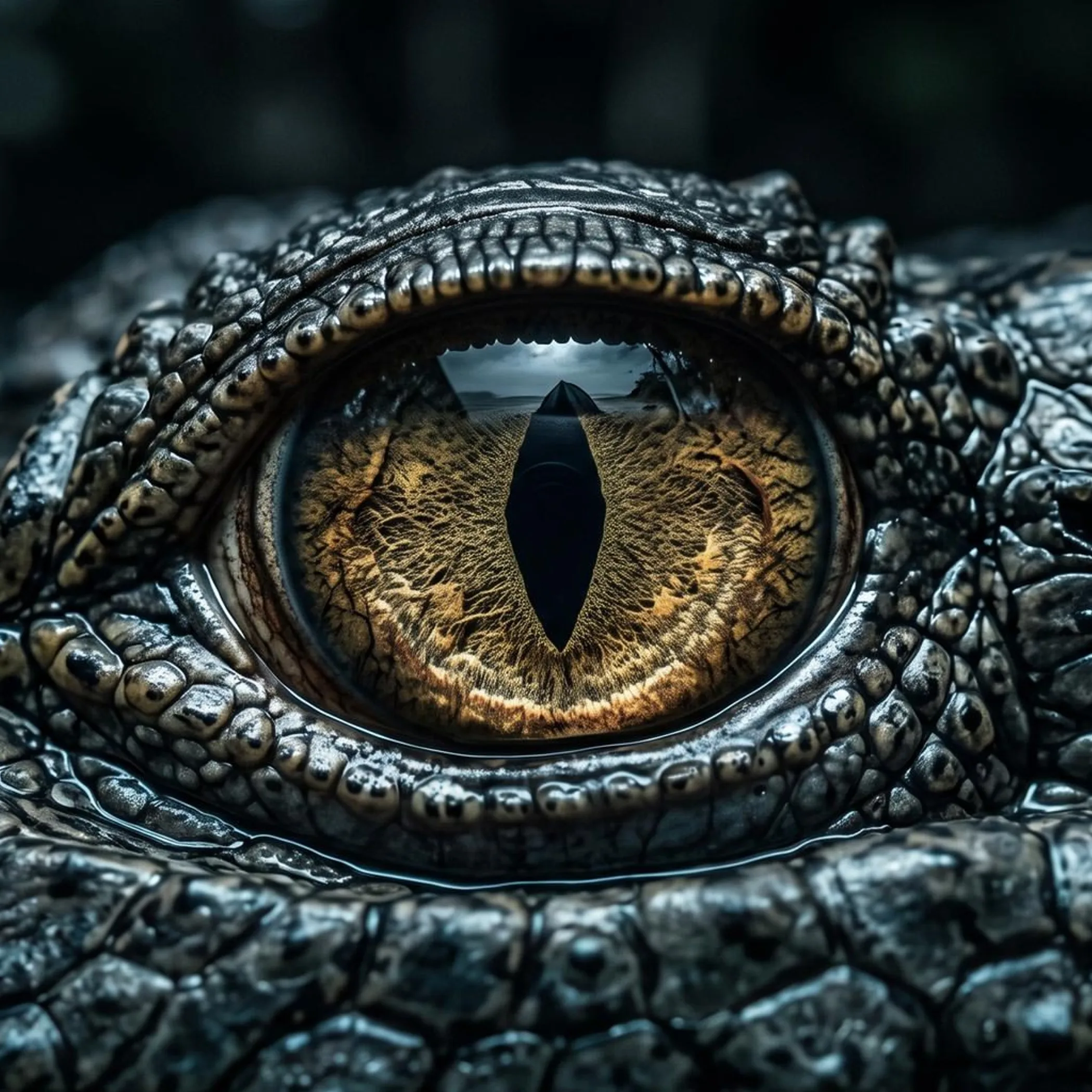 close-up of crocodile eye